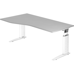 Hammerbacher Schreibtisch C-Fuß 180x100/80cm Grau/Weiß Image