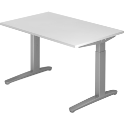 Hammerbacher Schreibtisch C-Fuß 120x80cm Weiß/Silber Image