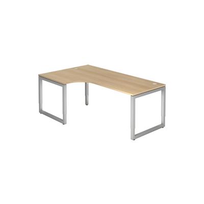 Hammerbacher Schreibtisch O-Fuß eckig 200x120cm 90 Grad Eiche/Silber Image