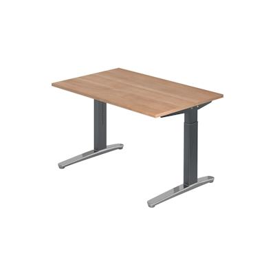 Hammerbacher Schreibtisch C-Fuß 120x80cm Nussbaum/Graphit-Alu poliert Image