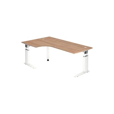 Hammerbacher Winkeltisch C-Fuß 200x120cm 90 Grad Nussbaum/Weiß Image