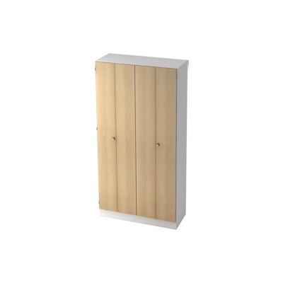 Hammerbacher Falttürenschrank Solid 5OH BxTxH 100x42x200,4cm Griff SG Weiß/Eiche Image