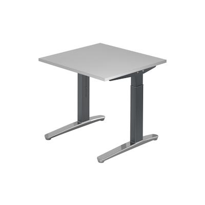 Hammerbacher Schreibtisch C-Fuß 80x80cm Grau/Graphit-Alu poliert Image
