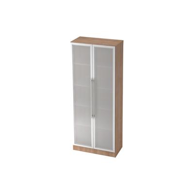 Hammerbacher Glastürenschrank Solid 5OH BxTxH 80x42x200,4cm Griff RE Nussbaum/Silber Image