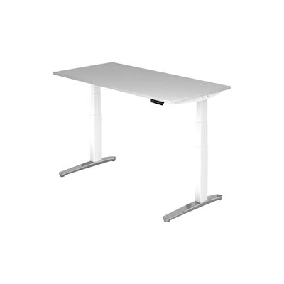 Hammerbacher Sitz-Steh-Schreibtisch elektrisch 160x80cm Grau/Weiß-alu Image