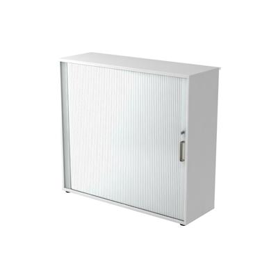 Hammerbacher Rollladenschrank 3OH BxTxH 120x40x110cm Griff SG Weiß/Silber Image