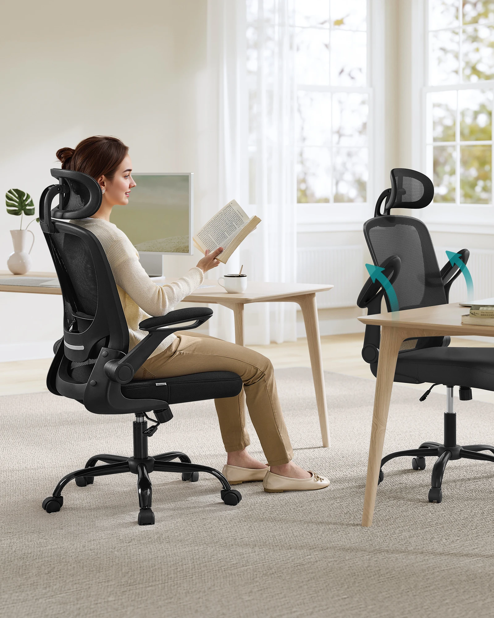 SONGMICS Bürostuhl, ergonomisch, Schreibtischstuhl, Drehstuhl mit Mesh