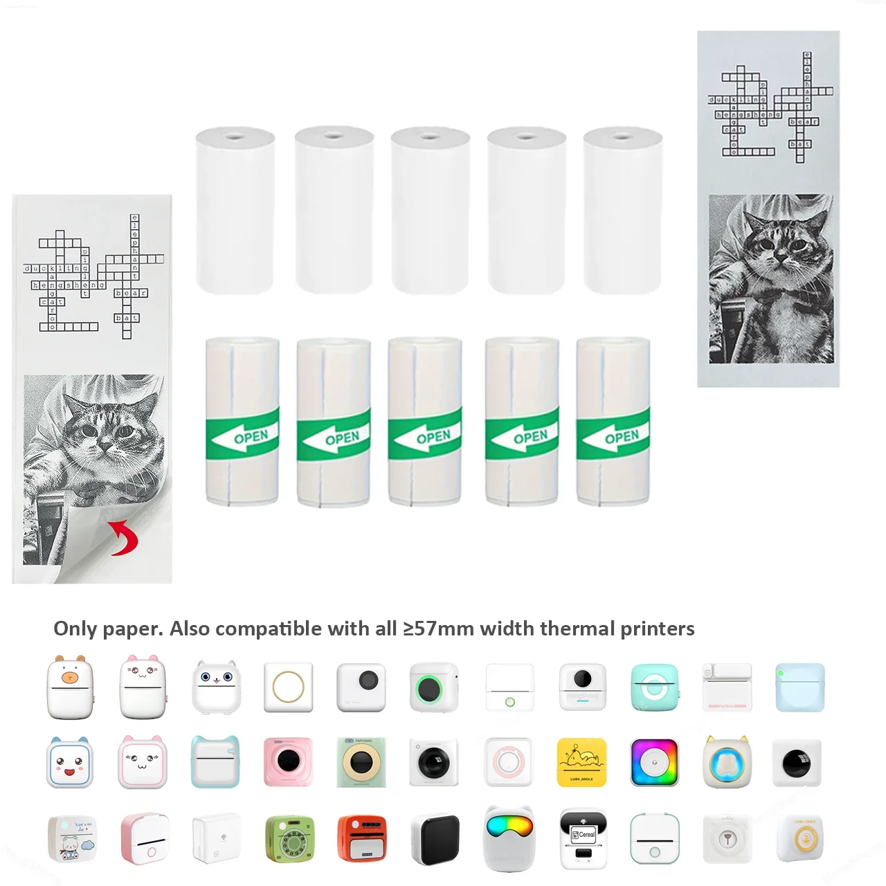 57*25MM Thermische Papier Label Aufkleber Selbst-klebe Rollen Papier Für Mini Drucker Instant Druck Kinder Kamera foto Papier