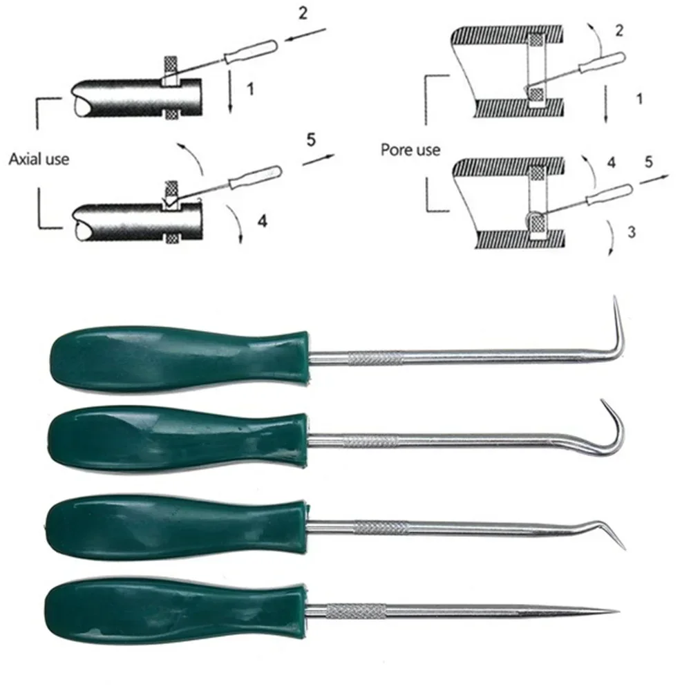 4-teiliges Öldichtungs-Schraubendreher-Set für Auto, Auto, Motorrad, Pick-Haken für Garagen, allgemeine Klempner, Mechanik, Werkstatt, Auto-Werkzeuge, 135 mm
