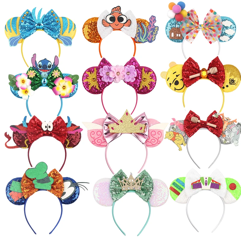 Disney Mickey Mouse Oren Stirnband Festival Party Sequin Bow Haarband Damen Mädchen Kinder Party Haarschmuck Geschenk Image