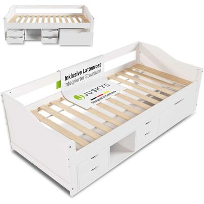 Funktionsbett Nalu 90x200 cm - Holz Bett mit Lattenrost & Schubladen - Stauraumbett für Kinder Image
