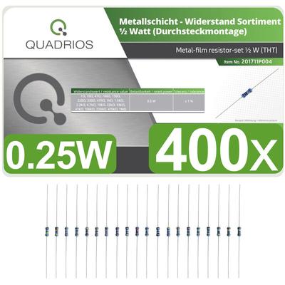 Quadrios 201711P004 201711P004 Metallschicht-Widerstand Sortiment axial bedrahtet 0.5 W 1 % 400 St