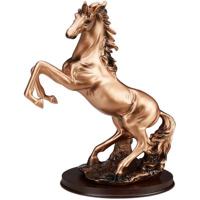 Pferd Deko, stehende Pferdefigur, kraftvoller Hengst, ovaler Sockel, Wohnzimmer, hbt: Image