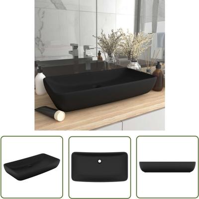 Luxus-Waschbecken Rechteckig Matt Schwarz 71x38 cm Keramik - Keramik Waschbecken - Rechteckiges Image