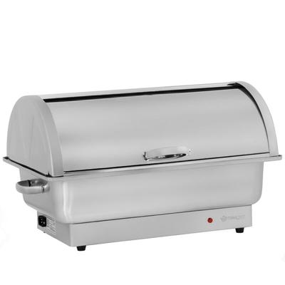 Mahlzeit elektrischer Edelstahl Chafing Dish mit GN 1/1 Behälter, 9 Liter, bis 80°C, mit Rolltop Image