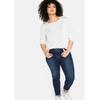 Stretch-Jeans SHEEGO "Große Größen", Damen, Gr. 22, Kurzgrößen, blau (dunkelblau denim), Obermaterial: 76% Baumwolle, 22% Polyester, 2% Elasthan, unifarben, casual, lang, Jeans, mit Gummibund und Gürtelschlaufen