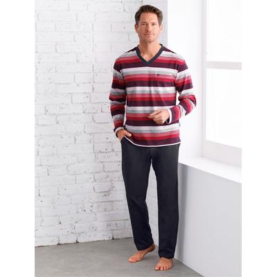 Schlafanzug HAJO, Herren, Gr. 48/50, bunt (marine, rot, geringelt), 62% Baumwolle, 38% Polyester, Homewear-Sets Image