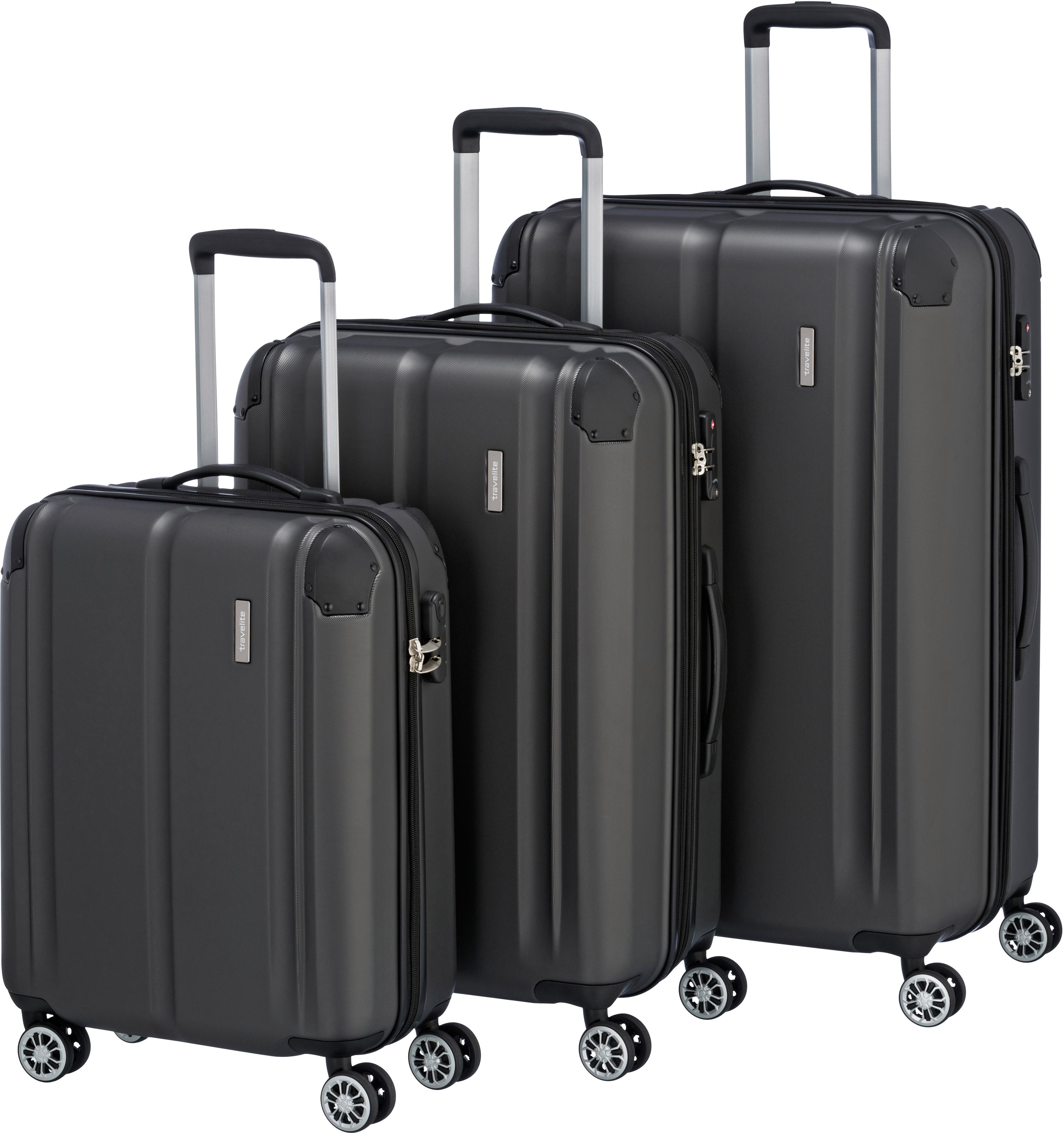 Trolleyset TRAVELITE "CITY, marine", grau (anthrazit), ABS, unifarben, Koffer-Sets, Kofferset Reisegepäck Reisekoffer TSA Schloss Image