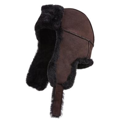 Braune RAF-Fliegermütze aus Wildleder und Schaffell B-55 für Herren, warme Winter-Navigator-Mütze aus Leder Image