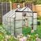 8x10FT Double Door Polycarbonate Greenhouse Raised Base and Anchor Aluminum Heavy Duty Walk-in