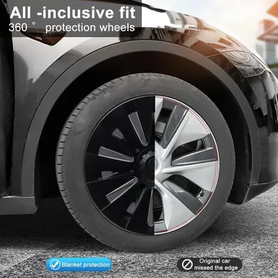 19 Inches Modified Wheel Cover Replacement for Tesla Model Y，4Pcs/Set Wheel Cover Hubcap, Automotive
