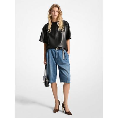 Michael Kors Pleated Bermuda Denim Shorts Blue 2