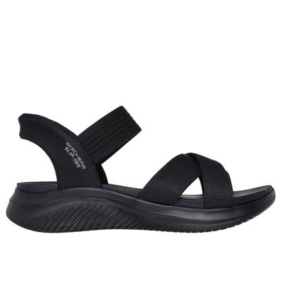 Skechers Women's Slip-ins: Ultra Flex 3.0 - Never Better Sandals | Size 7.5 Wide | Black | Textile | Vegan | Machine Washable