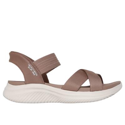 Skechers Women's Slip-ins: Ultra Flex 3.0 - Never Better Sandals | Size 7.0 Wide | Mocha | Textile | Vegan | Machine Washable