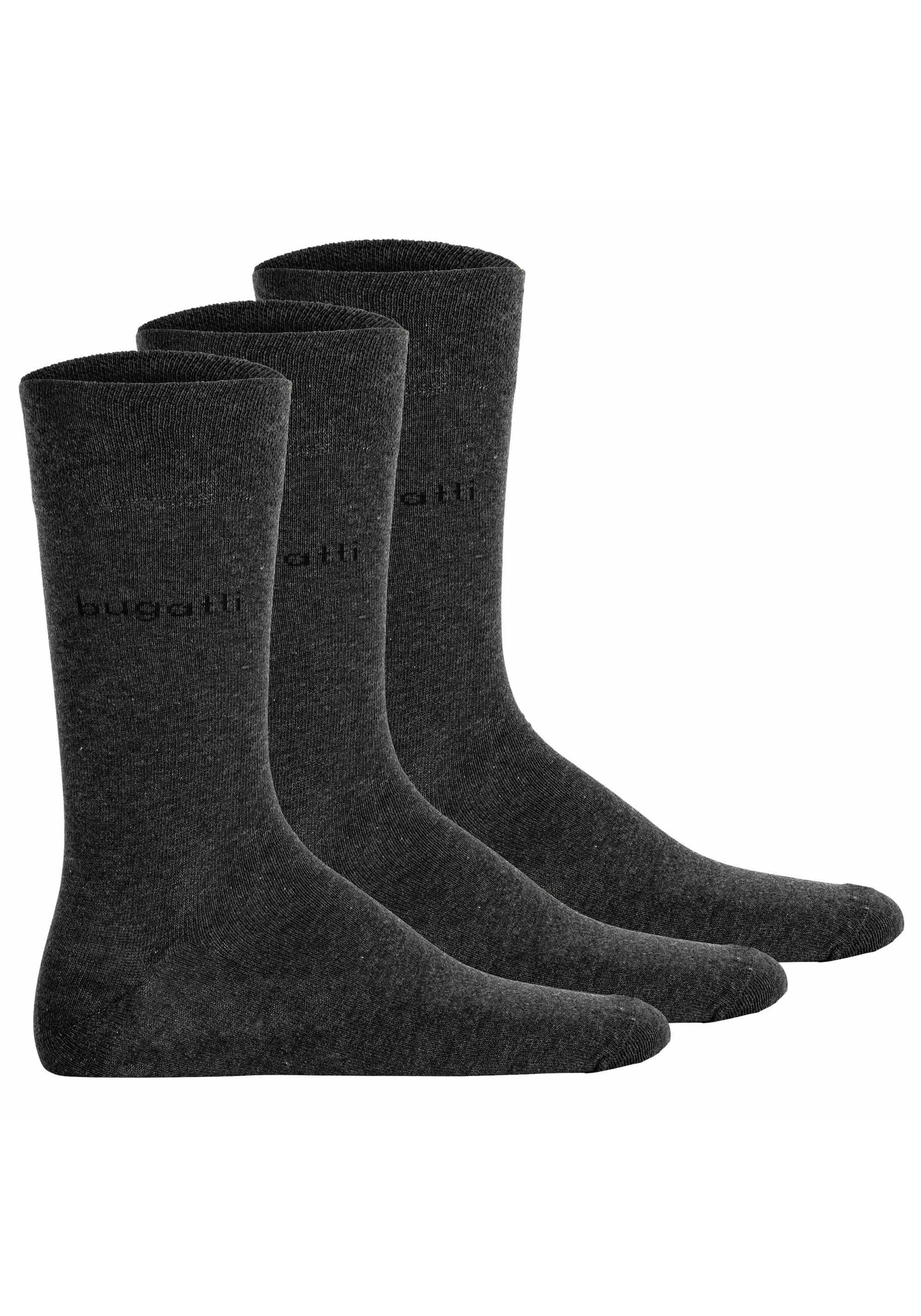 Kurzsocken BUGATTI "Socken 3er Pack", Herren, Gr. 39-42, grau, Obermaterial: 78% Baumwolle CO. 20% Polyamid PA. 2% Elasthan EL., Socken