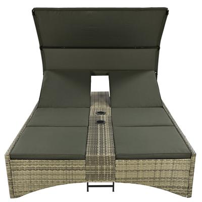 Outdoor Daybed with Adjustable Backrest, Storage Box - 63" D x 78.75" W x 61" H