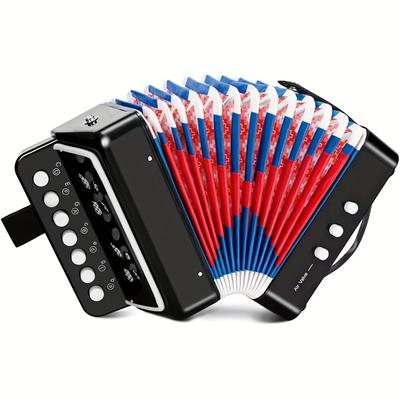 TEMU Accordion , 10 Keys Button Accordion With Strap, Accordion Musical Instrument Gift For Beginners, Accordion Adults, Christmas/birthday Gift