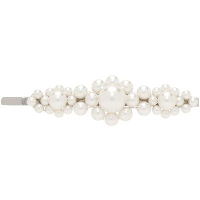 Silver & White Large Flower Hair Clip - Black - Simone Rocha Hair