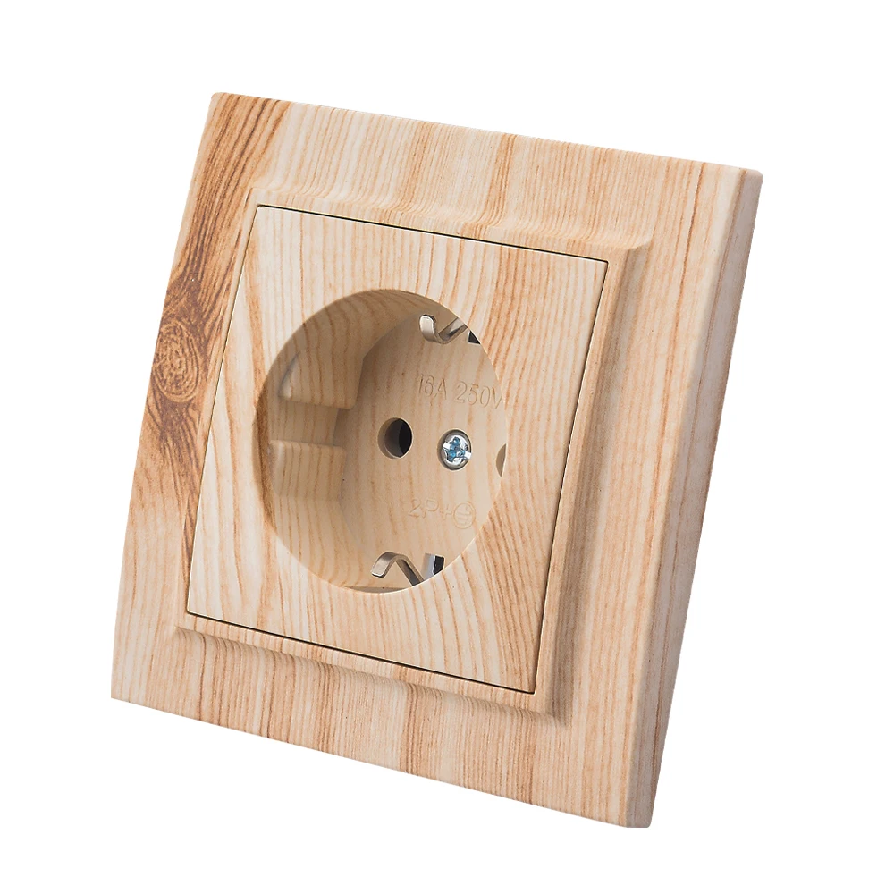 Wesa holz sprüh farbe braun steckdose eu elektrisches outlett mit boden wand einbetten steckdose flamm hemmende kunststoff steckdose