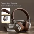 Cuffie over-ear classiche retrò Bluetooth 5.3 Cuffie wireless con scheda stereo/TF per DJ Cuffie sportive pieghevoli per musica rock con microfono