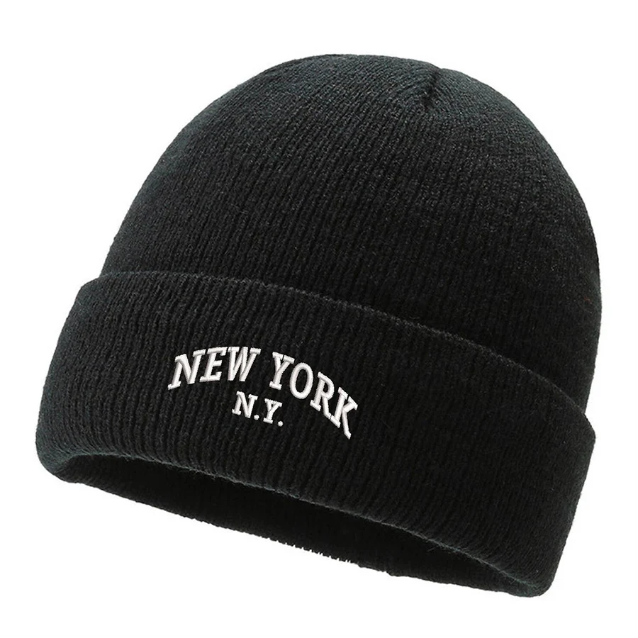 Unisex bestickte Mützen NEW YORK NY Strickmützen Winter dicke Mützen Männer Frauen wärmer Motorhaube Mütze
