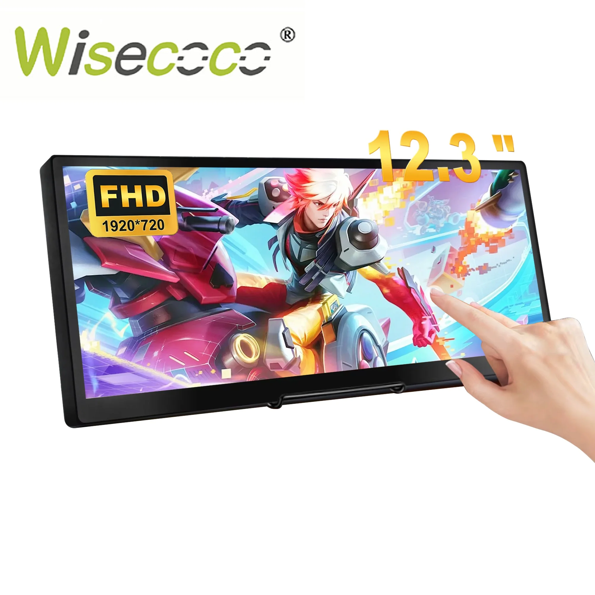 12,3 Zoll Touchscreen Tragbarer Monitor HDMI USB-C 1920x720 Stretched Bar LCD Mini Sekundärdisplay für PC Laptop Raspberry Pi