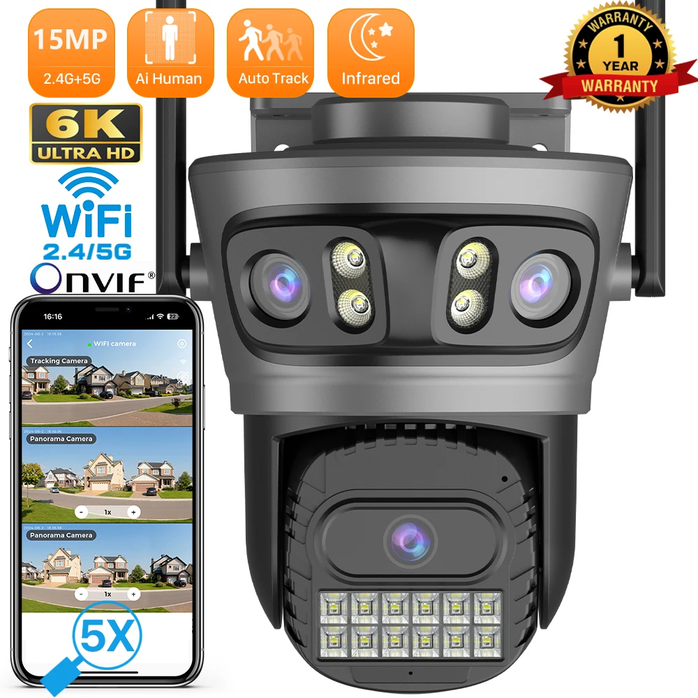 Anbiux 6k 12MP 3-len 3-screeen drahtlose wifi Outdoor-Kamera ai Mensch erkennen 10mp Auto-Cruise-Sicherheit ptz IP-Kamera onvif Kamera Image