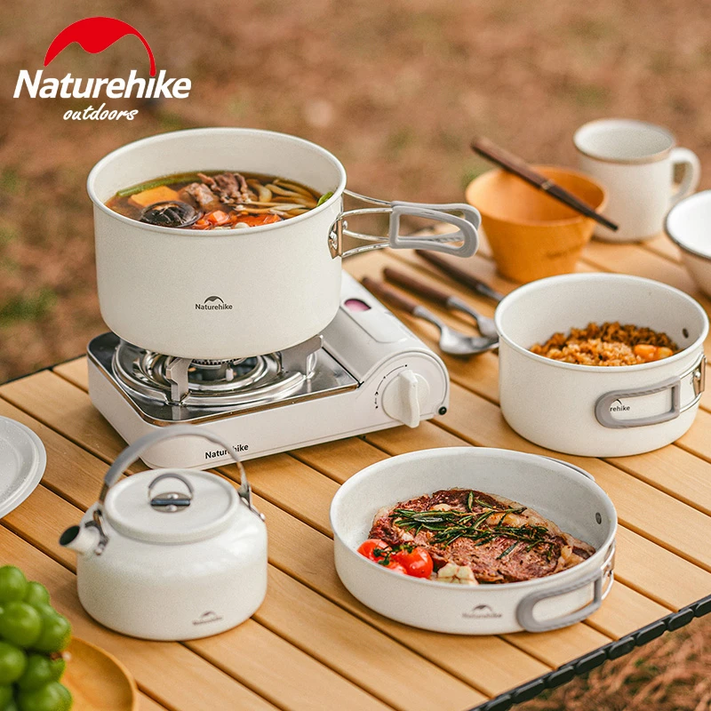 Naturehike Keramik Antihaft-Topf Outdoor Camping Tragbare Küchengeschirr BBQ Picknick Wasserkocher Bratpfanne Kochgeschirr Grill Tablewar Image