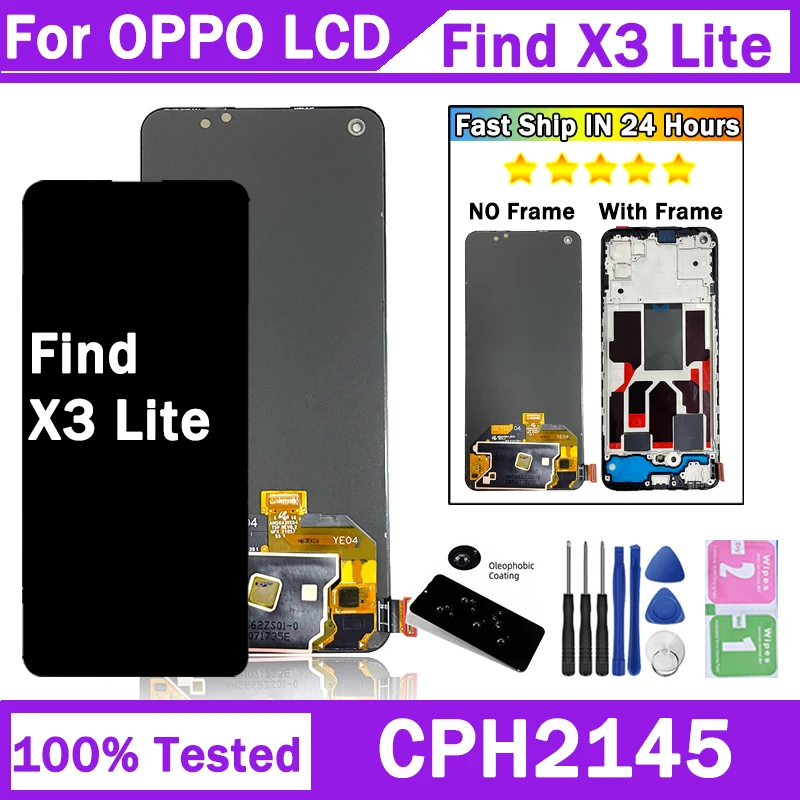 6.43 "Nuovo AMOLED Per Oppo Trova X3 Lite Display LCD Telaio Dello Schermo + Touch Panel Digitizer Per Trova X3Lite Display CPH2145 Telaio