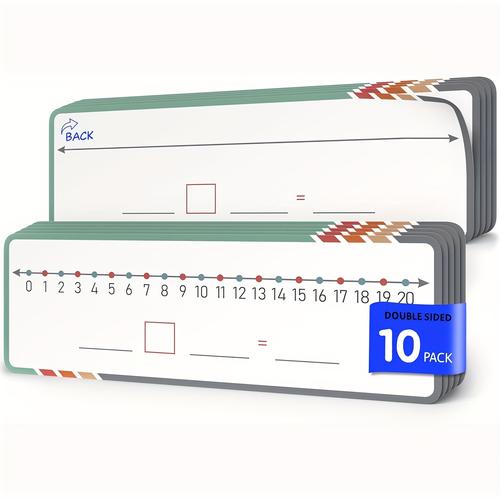 TEMU Lot de 10 Numériques Effaçables pour Élèves - Blanc Petit de 4""x12"" avec -, Parfait pour les Fournitures Scolaires et l'Utilisation des Enseignants, Cadeau pour Professeur de Maths