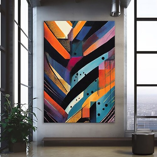 handgefertigtes Ölgemälde auf Leinwand, Wandkunst, Dekoration, modern, nordisch, abstrakt, Farbblock für Zuhause, Wohnzimmer, Schlafzimmer, Dekor, gerollt, rahmenlos, ungedehntes Gemälde Image