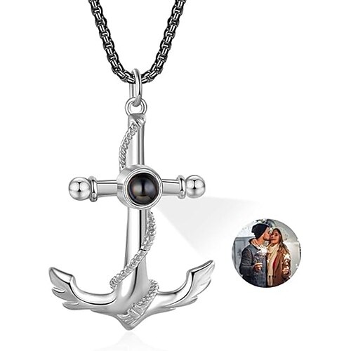 Personalisierte Anker-Projektionskette das beste Geschenk für Papa Schmuck für Paare für Ehemann Hochzeit Vatertag Freund romantisches Andenken Image