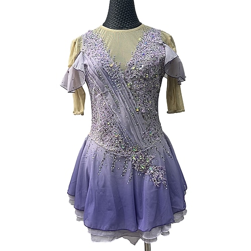 Eiskunstlaufkostüm für Erwachsene und Kinder individuelle gespleißte Version Spandex Mesh Grading Performance Kostüm Wettkampftraining schwarz-rot gespleißtes Damenrock Performance Kostüm Image