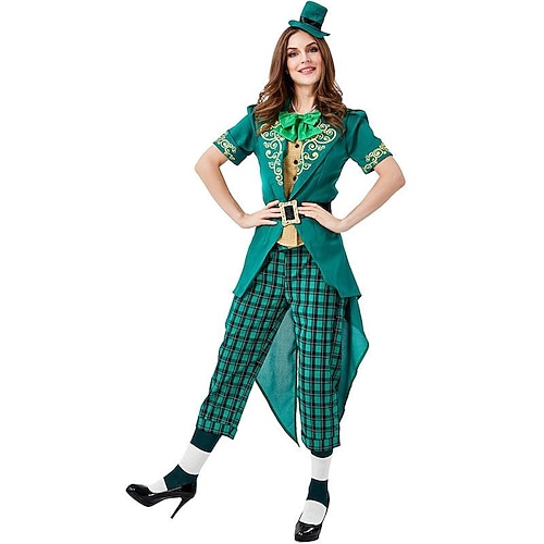 St. Patrick 2026 Kleeblatt Irisch Karneval Mantel Maskerade St. Patrick's Day Cosplay Erwachsene Damen St. Patrick's Day Party / Abend Einfaches Karnevalskostüm Verkleiden Image