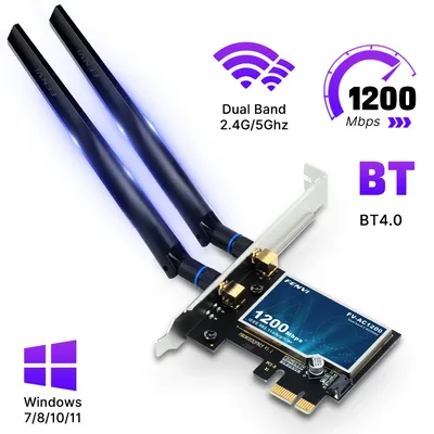 AC1200 WiFi PCI-E Wireless Adapter Network Card BT 4.0 Dual Band 2.4G/5GHz 802.11AC Desktop Laptop