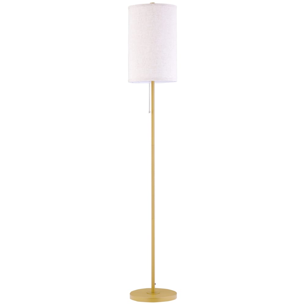 Lampadaire design néo-rétro acier doré abat-jour lin crème