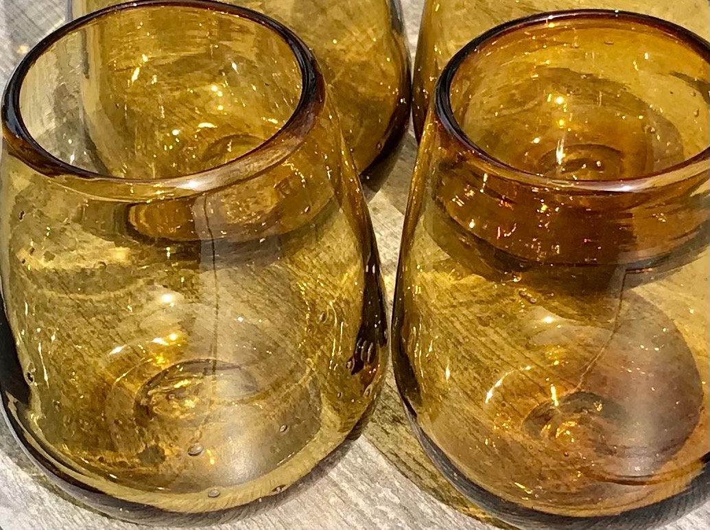 Regalo per uomo Set di bicchieri da vino senza stelo Ambra Vetro riciclato Bicchieri da cocktail soffiati a mano Regalo per amante del vino Regalo Set