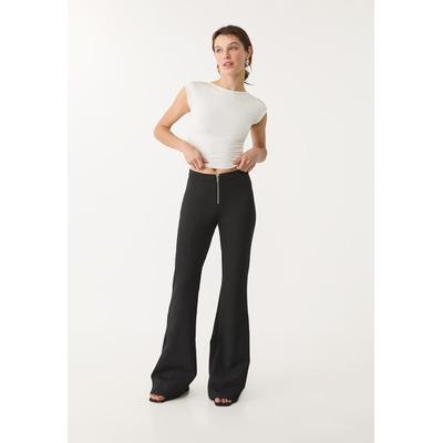 Stradivarius Flared trousers with zip Black XL