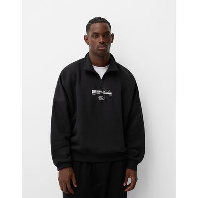 Bershka Zip-Up Sports Sweatshirt With Print Men L Grey