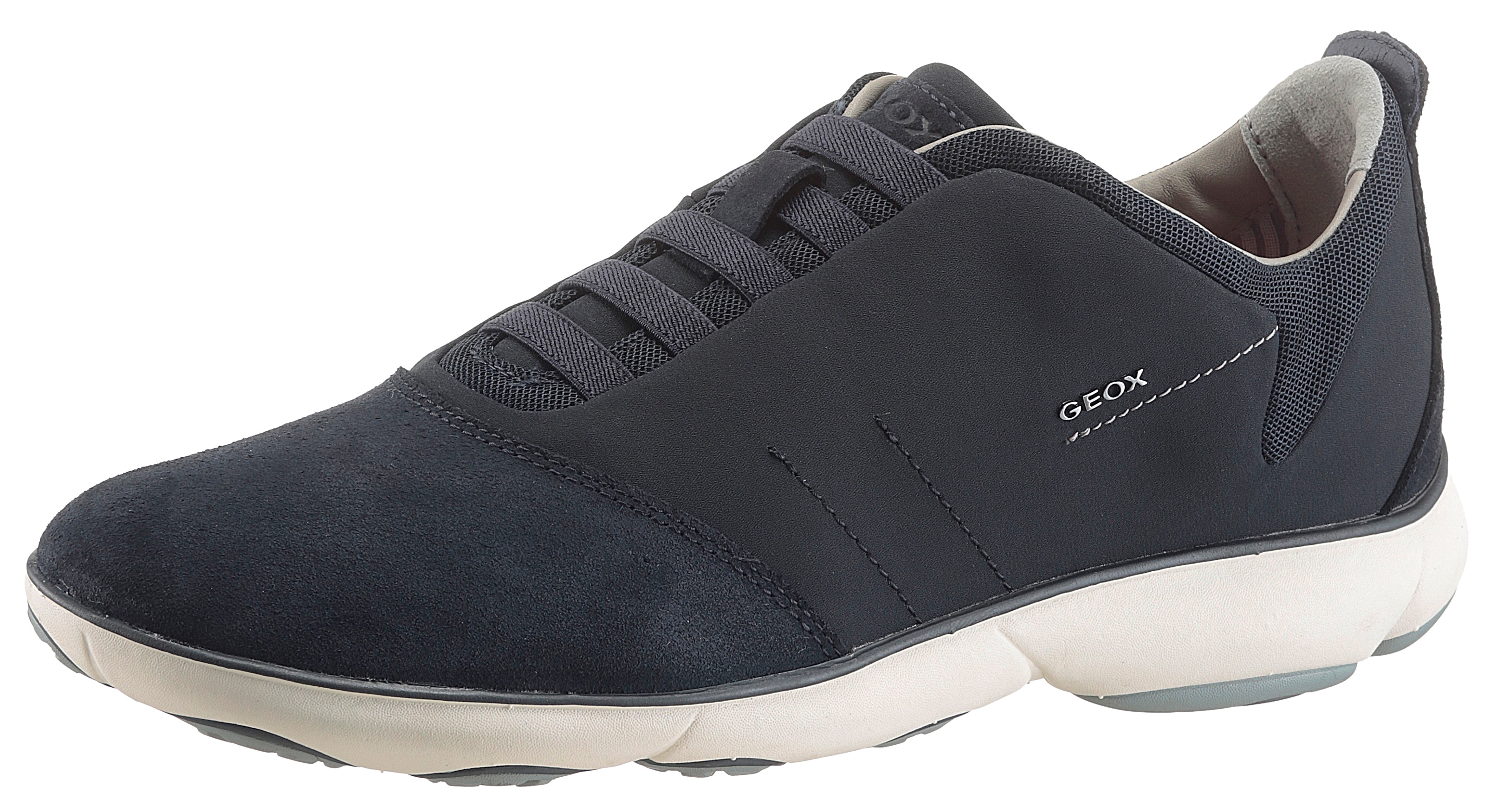 Slip-On Sneaker GEOX, Herren, Gr. 46, blau (navy), Textil, Veloursleder, Schuhe, Slipper, Freizeitschuh mit Gummizug